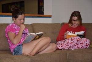 Students study together in one of two new lounge areas.