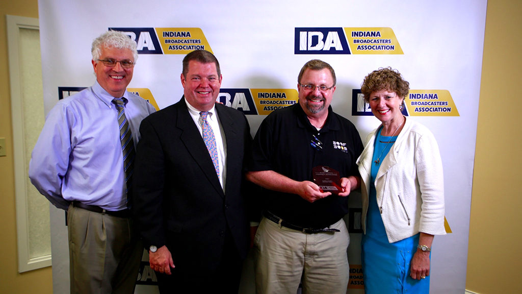 L-R: Steve Lindell, Vice-President of Operations; Dave Arland, Executive Director of the IBA; Doug Took, on-air personality for WHBU and Congresswoman Susan Brooks.