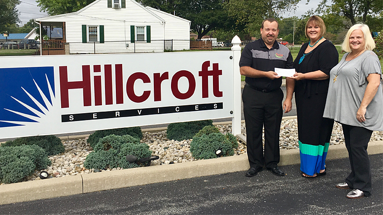(L-R) Thrive CEO, Brett Rinker, presents check to Hillcroft President-CEO Debbie Bennett and Hillcroft VP of Therapy Services LeAnne Cole. Photo provided.