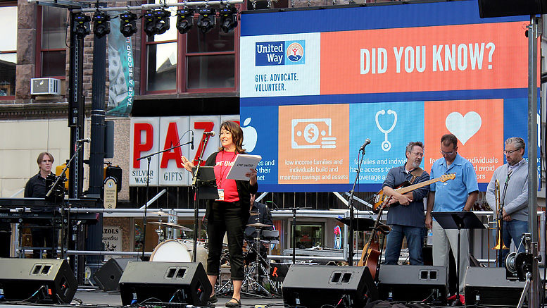 Jenni Marsh speaks to the crowd attending the United Way Kick-Off. Photo provided.