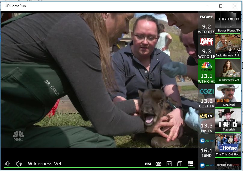 (HDHomeRun app as seen on a Windows10 PC. The vets are helping a cute baby reindeer)