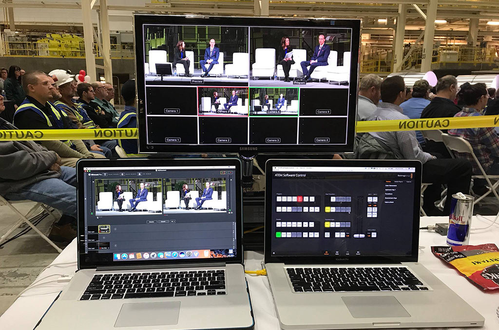 Mark's streaming set-up In Louisville Kentucky provided live streaming video solutions for on-site event attendees as well as streaming for viewers in China, Germany and other European locations.