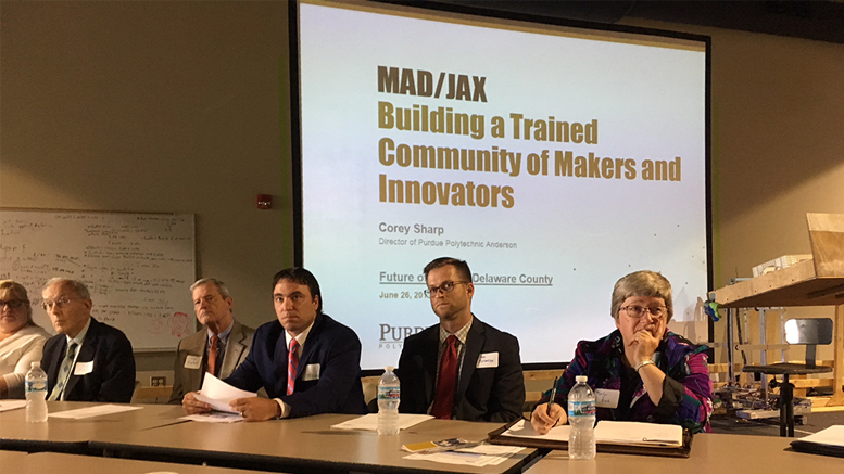 An initial planning meeting was held during the summer to discuss how to use Mad/Jax and its educational partners for training and youth development in Muncie and Delaware County. Photo provided.