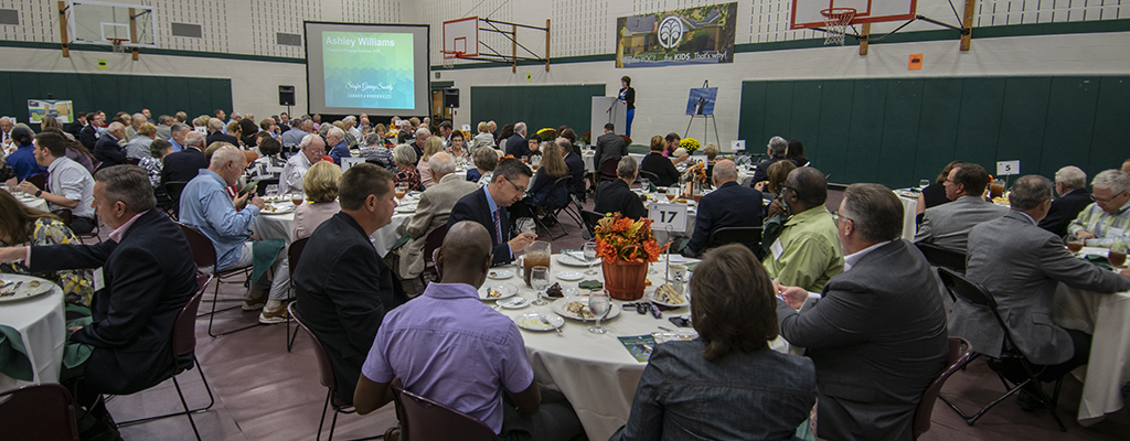 Ashley Williams, Director of Program Services at the YOC is pictured giving remarks during the Shafer Giving Society luncheon.