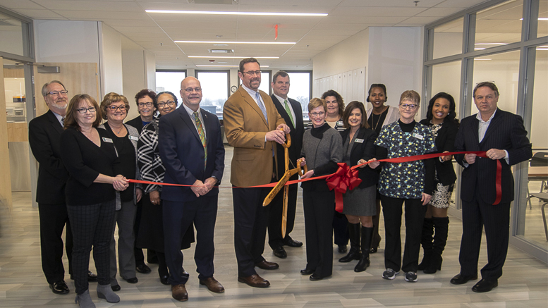 A ribbon cutting was held this morning celebrating the opening of the IU Health School of Health Sciences and Ball Brothers Foundation School of Nursing wings in the John and Janice Fisher Building at Ivy Tech Community College’s Muncie Campus. Photo by: Mike Rhodes