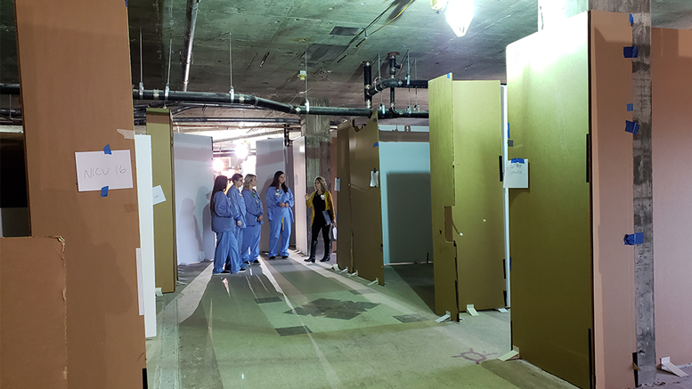 IU Health uses cardboard cities to test the designed layout, and workflow of staff and patients, before finalizing construction plans. Photo provided.