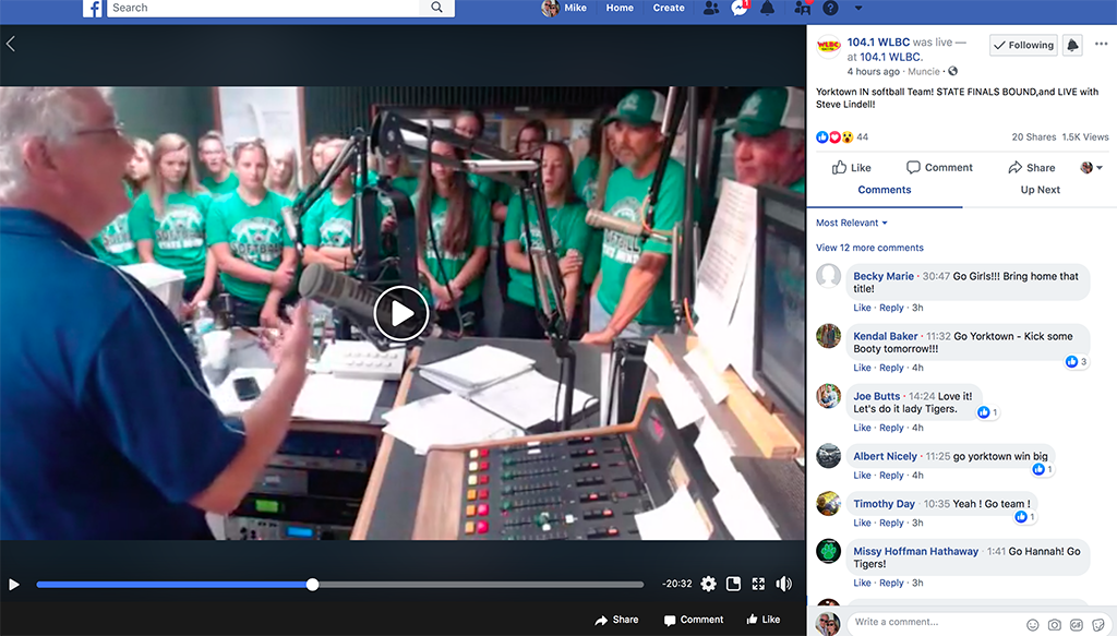 A screen capture of the live video stream. You can still watch the video by visiting the WLBC Facebook page.
