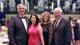 Pictured from L-R: Indiana Governor Eric Holcomb, Indiana First Lady Janet Holcomb, Nancy Larson-Lindell, and Steve Lindell, Master of Ceremonies for the event. Photo by: Ben Polk