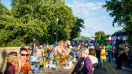 A scene from the Bridge Dinner which occurs on the Washington Street bridge each spring and fall. Photo provided