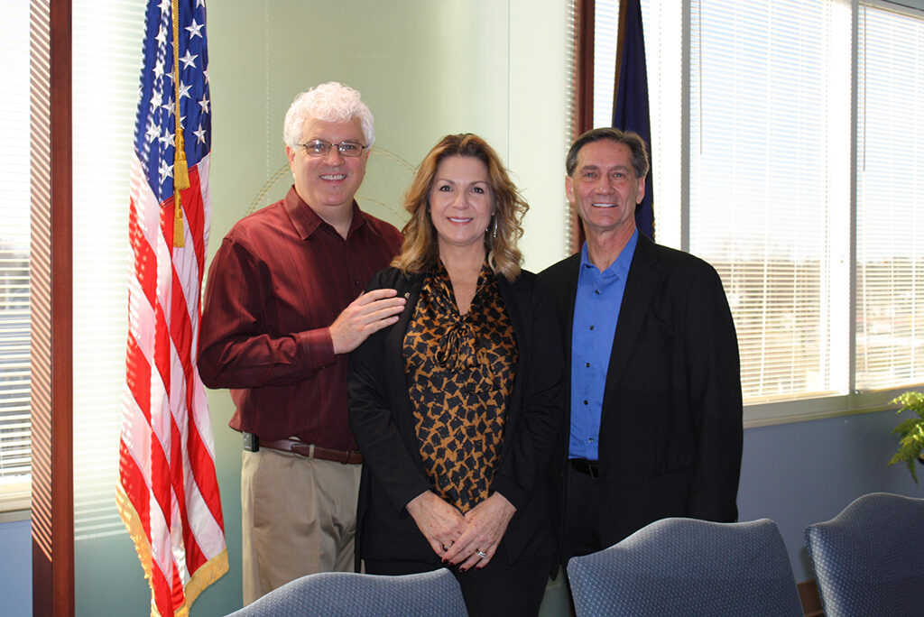 Pictured L-R: Steve Lindell, WLBC; Nancy Larson, Personnel Director for the City of Muncie; Mayor Dan Ridenour