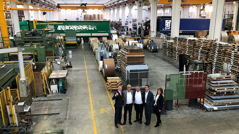 Pictured L-R: Brad Bookout, Maurizio Tamborin, James King, Bill Walters, and Sabrina Riccardi are pictured inside an INOX facility in Italy. Photo provided