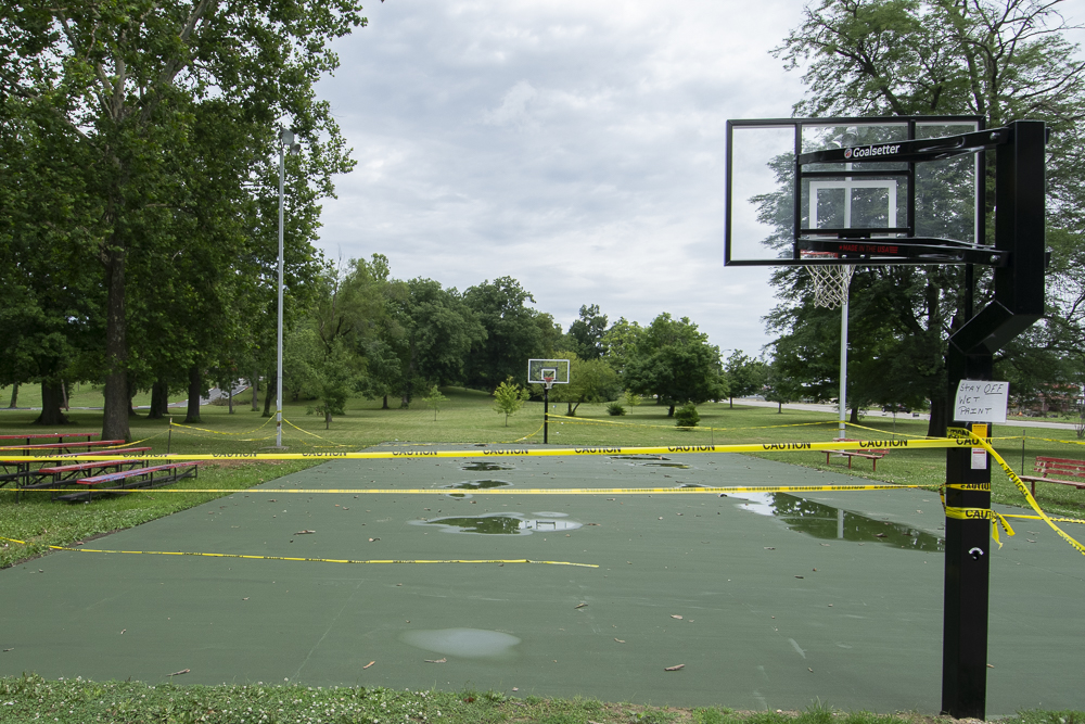 The basketball court surface at McCullogh park has recently been repaired