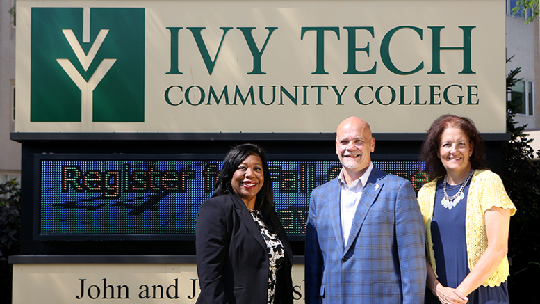 Pictured L-R: Alisa Wells, Ivy Tech’s Director of Community Engagement and Wraparound Support, Chancellor Jeffrey Scott, and Jeannie Hamblin-Fox, Site Director Henry County Campus.