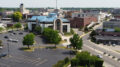 Aerial of Muncie City Hall in downtown Muncie. Photo by Mike Rhodes.
