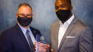 Pictured L-R: Daniel Stallings and Johnathan Jones, Executive Director of Motivate Our Minds. Photo provided