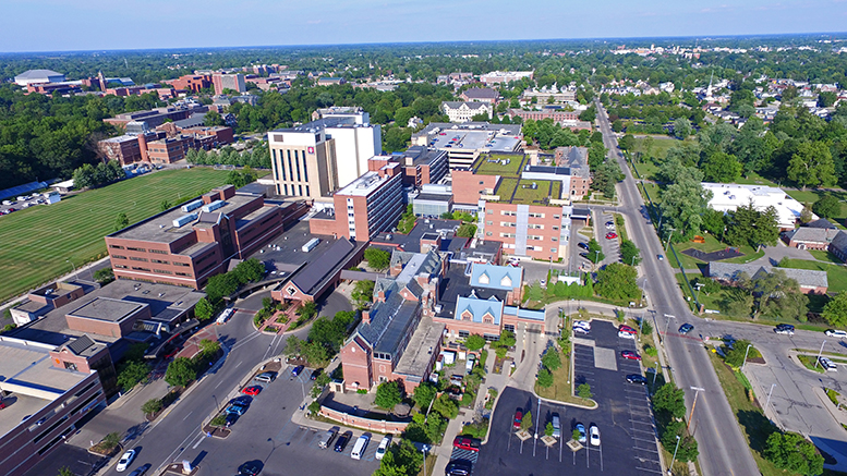 Aerial image of the IU Health Ball Memorial Hospital campus. Photo provided