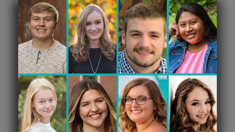 From left to right; top to bottom: Maximus Bradley, Mackenzie Carter, Evan Conley, Diana Evans, Emily Nunemaker, Hannah Quirk, Hannah Taylor, and Alyssa Thorpe.