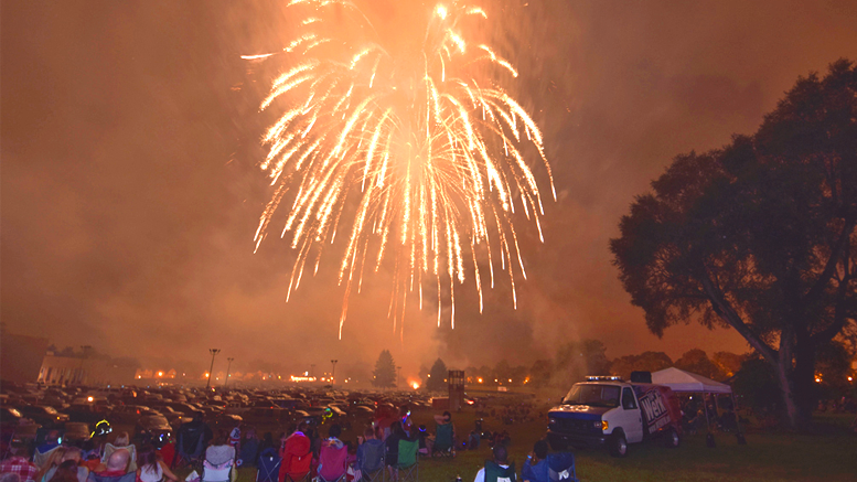 A scene from fireworks at the levy. Photo by Mike Rhodes