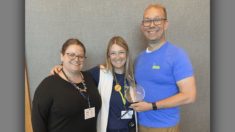 Accepting the award last month in Indianapolis on behalf of ECIHRA (l to r): Madelyn Heskett, Secretary; Kourtney McCauliff, President; James Mitchell, President-Elect