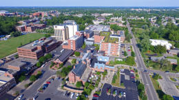 Aerial image of the Ball Memorial campus. File photo