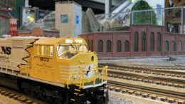 One of the trains you might see at the Muncie Model Train Show. (Note the familiar Ball Corp logo on the tower just behind the train.) Photo provided