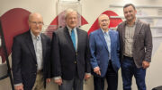 Founding Committee members Steve Anderson, Tom Kinghorn, and Van Smith stand alongside Board Chair Casey Stanley at a special luncheon honoring the establishment of The Community Foundation of Muncie and Delaware County 40 years ago. Their early leadership and commitment to unrestricted giving laid the foundation for a community resource that continues to be relevant, responsive, and representative—today, tomorrow, and always.