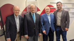 Founding Committee members Steve Anderson, Tom Kinghorn, and Van Smith stand alongside Board Chair Casey Stanley at a special luncheon honoring the establishment of The Community Foundation of Muncie and Delaware County 40 years ago. Their early leadership and commitment to unrestricted giving laid the foundation for a community resource that continues to be relevant, responsive, and representative—today, tomorrow, and always.