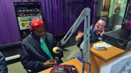 Doug Zook broadcasting live at the 90th birthday celebration of WHBU. Photo: Mike Rhodes