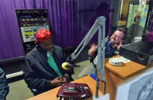 Doug Zook broadcasting live at the 90th birthday celebration of WHBU. Photo: Mike Rhodes