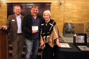 Spirit of Service: L to R: Jeff Robinson, Cornerstone Director of Community Relations, Brian Blair of Scarevania/Freakhouse Flicks, and Judy Barnes.