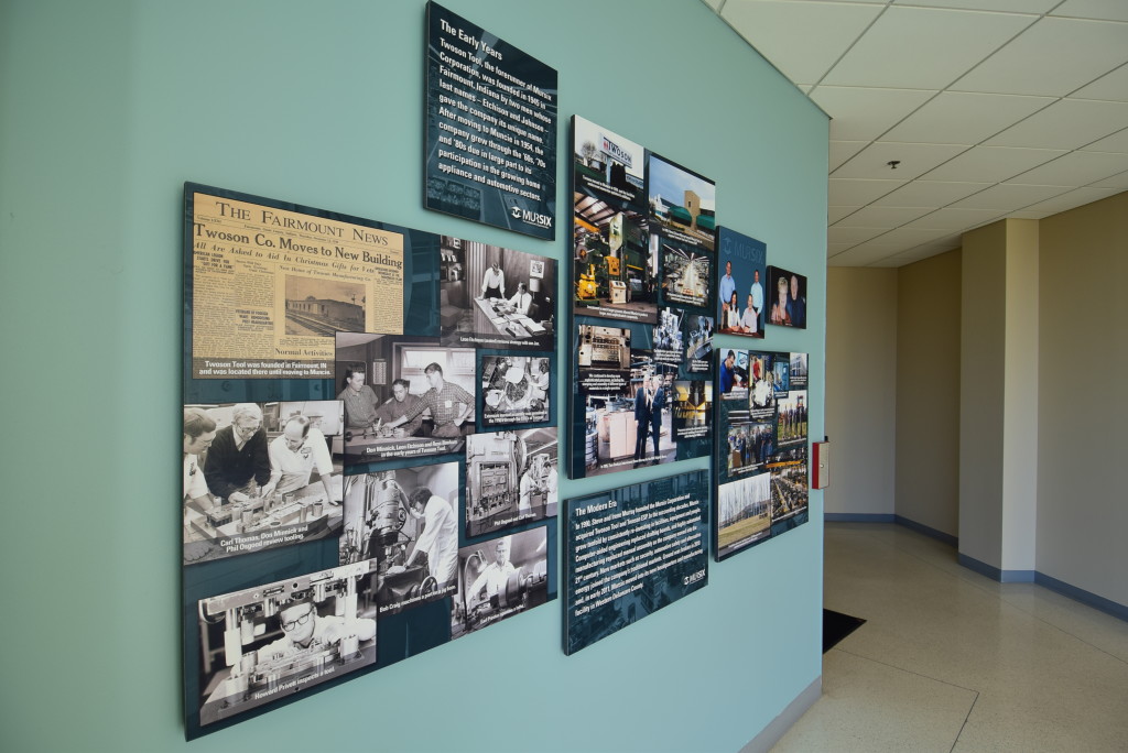 A historical display of the company, people and products is displayed inside the Mursix lobby. Photo by: Mike Rhodes