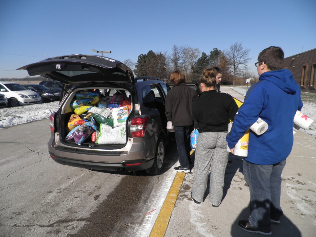 Some of the items Delta Middle School students collected for ARF. Photo provided.