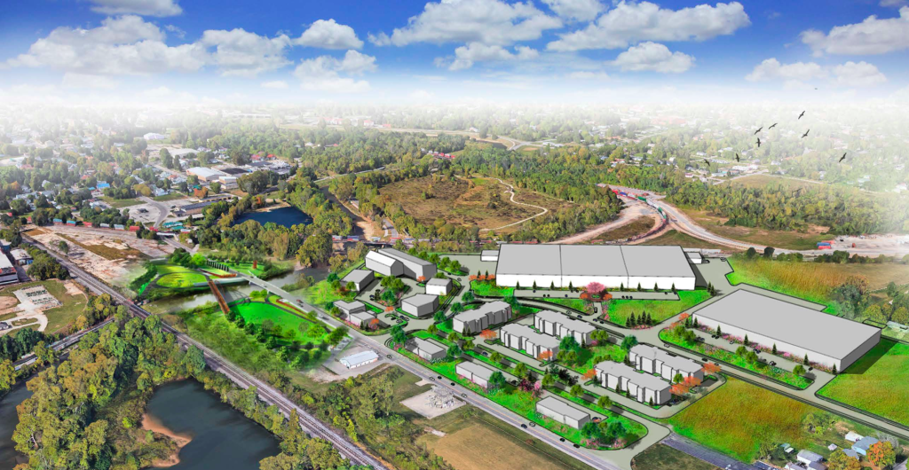 Artist rendering of Kitselman trailhead and Kitselman Pure Energy Park.