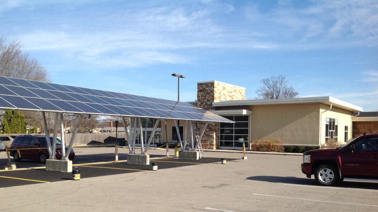 Kennedy Library Solar Carport. Photo by: Muncie Public Library