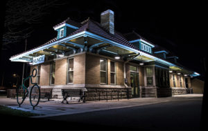 The historic Wysor Street Depot opened in 1901 along the Cincinnati, Richmond, and Muncie railroad line for passenger and freight traffic. After a meticulous restoration, the Depot now serves as the headquarters for Cardinal Greenways, Inc. Photo provided by Cardinal Greenways, Inc.