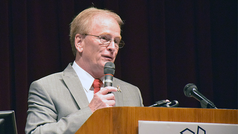 Mayor Dennis Tyler speaking during his State of the City address. Photo by: Mike Rhodes