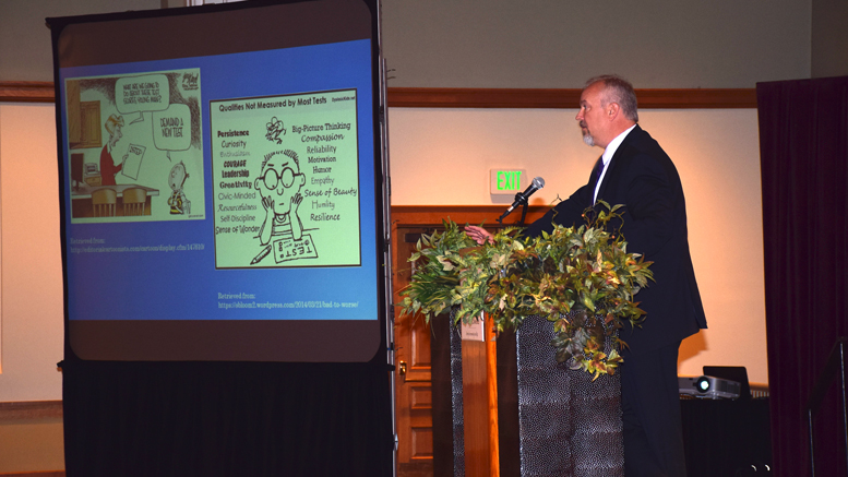 MCS Superintendent Dr. Steve Baule giving his "State of the Muncie Community Schools report." Photo by: Mike Rhodes
