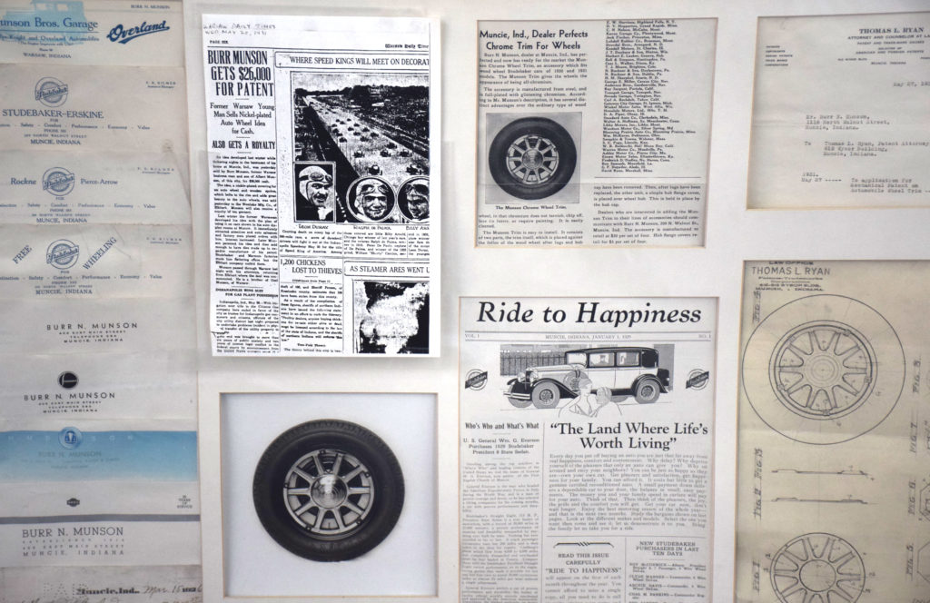 Nickel-plated wheel patent seen inside the Munson of Muncie showroom.