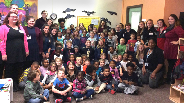 TFS pre-service teachers and students at the Apple Tree Learning & Development Center, Muncie. Photo provided.