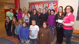 Southside Middle School's student council members with teachers Amy Pieczko (far left) and Jessie Andry (far right), with ARF Executive Director Jody Leddy (far right). Photo by: Mike Rhodes