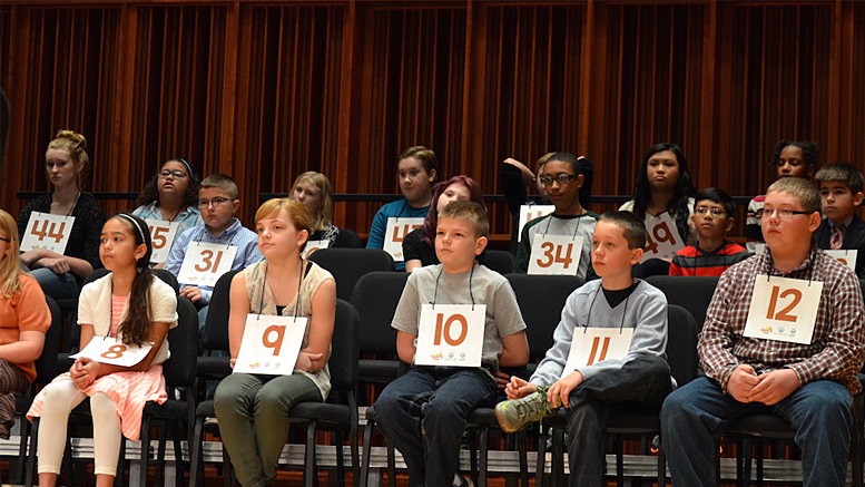 Students are pictured from last year's WIPB spelling bee. Photo provided.