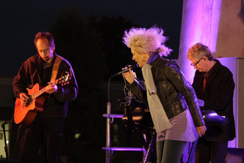 Brett Lodde, Jennie DeVoe and Greg McGuirk. Jennie & her band perform during Muncie's 150th Birthday Celebration at Canan Commons. Photo provided by: Rubin The Cat Music