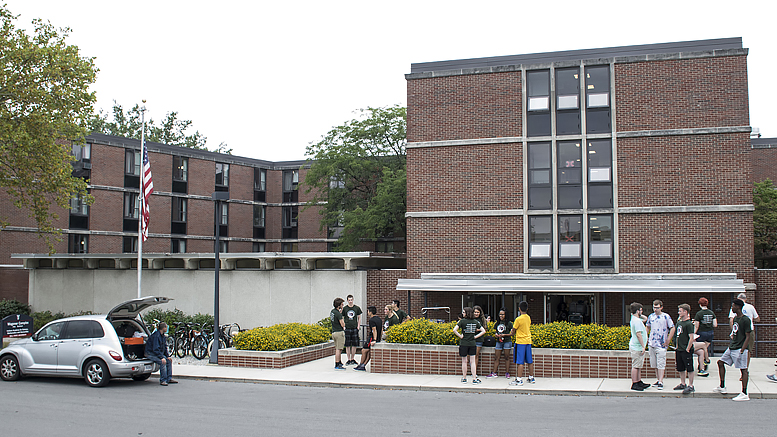 Students are pictured waiting to move into Indiana Academy on August 11th. Photo by: Mike Rhodes