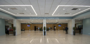 A view of the lobby area of Emens Auditorium. Photo by Mike Rhodes.