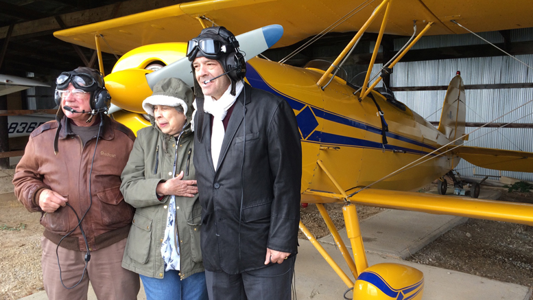 (L-R) Steve Reese, Caroline Todd and Charles Todd prepare for flight. Photo by: John Carlson