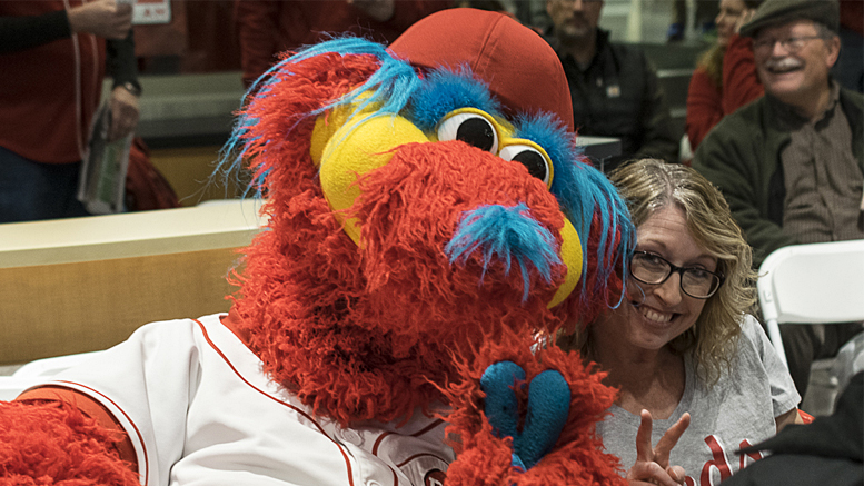 What could be more fun than sitting by Cincinnati Reds mascot, Gapper? Photo by: Mike Rhodes