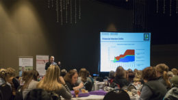 Wednesday, February 21st keynote speaker, Dr. Jason Henderson is pictured during his presentation, "Positioning Agriculture For Success in the Next State of the Cycle." Photo by: Mike Rhodes