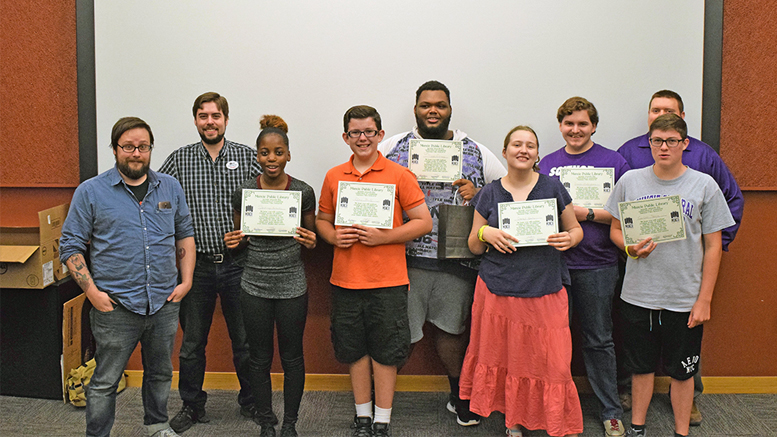 2017 Film School students with certificates and the MPL Digital Mentors. Photo by: Loren McClain, Muncie Public Library