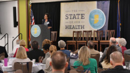 D’Anne Burwell discusses how her son’s opioid addiction impacted her family at the Indianapolis stop of the Alliance for a Healthier Indiana’s State of Our Health Road Show in April. Each attendee of the June 13 town hall meeting in Muncie will receive a complimentary copy of Burwell’s book, “Saving Jake: When Addiction Hits Home.” Photo provided.