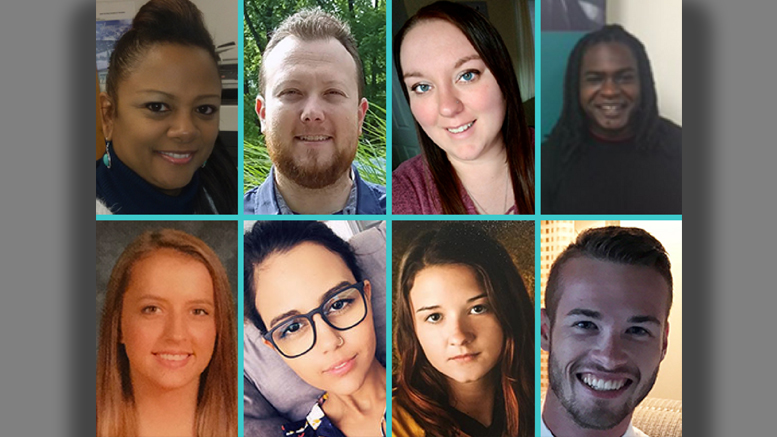 Michelle Hill, Patrick Kelley, Kaitlyn Landers, Christopher Lewis (top row); Abigal McGrath, Helena O’Farrow, Samantha Roderick, Joseph Snyder (bottom row); Brandi Lambertson (not pictured)